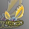 Esport logo double sword fire