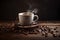 espresso brown mug cafe aroma cup morning bean drink breakfast. Generative AI.