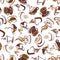 Espresso coffee beverages brown seamless pattern