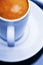 Espresso coffee cup close up macro cool colour concept