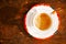 Espresso coffee shot in retro cup