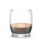 Espresso coffee in transparent glass cup. Fresh hot beverage in mug. Strong black coffee drink