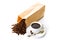 espresso cup and coffee beans pack
