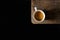 Espresso Cup with Shadow on Wooden Table