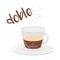 Espresso Doppio coffee cup icon with its preparation and proportions and names in spanish