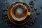 Espresso Excellence: A Top-Down View of Mug with Coffee Beans