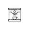 Espresso machine. Coffee maker brewing hot cup. Pixel perfect, editable stroke icon