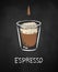 Espresso shot isolated on black chalkboard