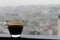espresso shot in a rainy day