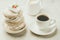 Espresso white cup with dessert and milk/Espresso white cup with