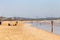 ESSAOUIRA, MOROCCO - JUNE 10, 2017: Sand beach with the resting people on the Atlantic coast