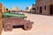 Essaouira, Morocco - November  17, 2019: Portuguese cannons at the protective ramparts wall Skala du Port. With selective focus