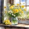 essence of the countryside with a vase filled with vibrant wild spring flowers