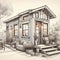 The essence of exterior Tiny home beauty through sketches. Created with generative AI