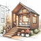 The essence of exterior Tiny home beauty through sketches. Created with generative AI