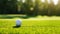 Essence of Golfing on a Dreamy Day with a Ball in the Foreground against a Sunlit Horizon