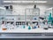 Essence of laboratory safety. Lab goggles, lab coats, and gloves arranged neatly on a laboratory bench. AI Generated