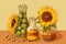 The Essence of Life: Sunflower Oil, Seeds, and Blooms in Elegant Simplicity AI Generated