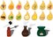 Essential oil aroma vector illustration set with oil drops, humidifier and lamp