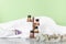 Essential oil bottles for composing various perfume fragrances on natural ingredients. Eco-friendly aromatherapy cosmetics