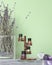Essential oil bottles for composing various perfume fragrances on natural ingredients. Eco-friendly lavender