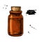 Essential oil glass bottle hand drawn vector illustration.