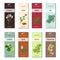 Essential oil labels collection. Tea tree, myrrh, juniper, pine , cinnamon, camphor, cedar, cypress, frankincense