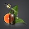 Essential oil with oranges, Vitamin C, realistic 3d illustration. Hydration serum with oranges extract. Perfect for advertising,