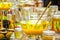 Essential oils cup alternative medicine yellow liquid
