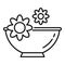 Essential oils flower bowl icon, outline style