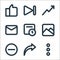 essentials ui line icons. linear set. quality vector line set such as show more, forward, minus, image, order processed, inbox,