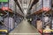 ESSEX, ENGLAND- MAR 13 2016: Stored goods in supermarket distribution warehouse, low angle