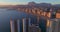 Establishing aerial view of Benidorm skyline skyscrapers hotels and resorts, Benidorm seaside coastline. Aerial view of