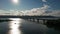 Establishing Aerial View Of The Dnieper River Fnd Paton Bridge
