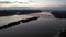 Establishing Aerial View Of The Dnieper River And Paton Bridge At Sunset