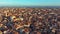 Establishing aerial view shot of Venice sunrise skyline, Venetian Lagoon, Italy