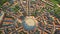Establishing aerial view of star-shape town of Palmanova, Italy