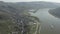 Establishing aerial view of Visegrad, Hungary. 4K d-log
