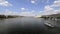 Establishing shot of The Danube  Budapest  Hungary from The SzÃ©chenyi Chain Bridge