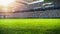 Establishing Shot of Empty Football Socer Stadium. International Tournament, Crowd of Fans Cheer on