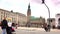 Establishing shot of the Hamburg town hall and market place.