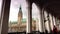 Establishing shot of the Hamburg town hall and market place.