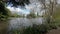 Establishing shot of the lake at Longton Park, Stoke-Trent