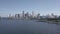 establishing shot of miami downtown cityscape with drone coming towards city scape during the day