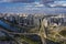 Estaiada\\\'s bridge aerial view. SÃ£o Paulo, Brazil. Business center. Financial Center. City landscape. Cable-stayed bridge of Sao