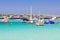 Estany des peix in Formentera lake anchor boats