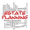 Estate Planning Word Cloud Concept in Red Caps