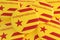 Estelada Flag Badges With Word Independence In Catalan Language, 3d illustration
