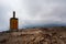 Estelada graffiti on monument in National Park of Montseny , Catalonia,