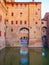 The Estense castle of Ferrara, Emilia Romagna, Italy, with reflections on water moat